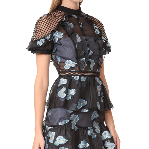 self portrait Fil Coupe Open Back Cape midi Dress - Picture 5 of 6